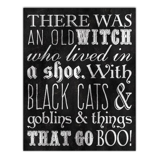 Black &#x26; White Old Witch Canvas Wall Art